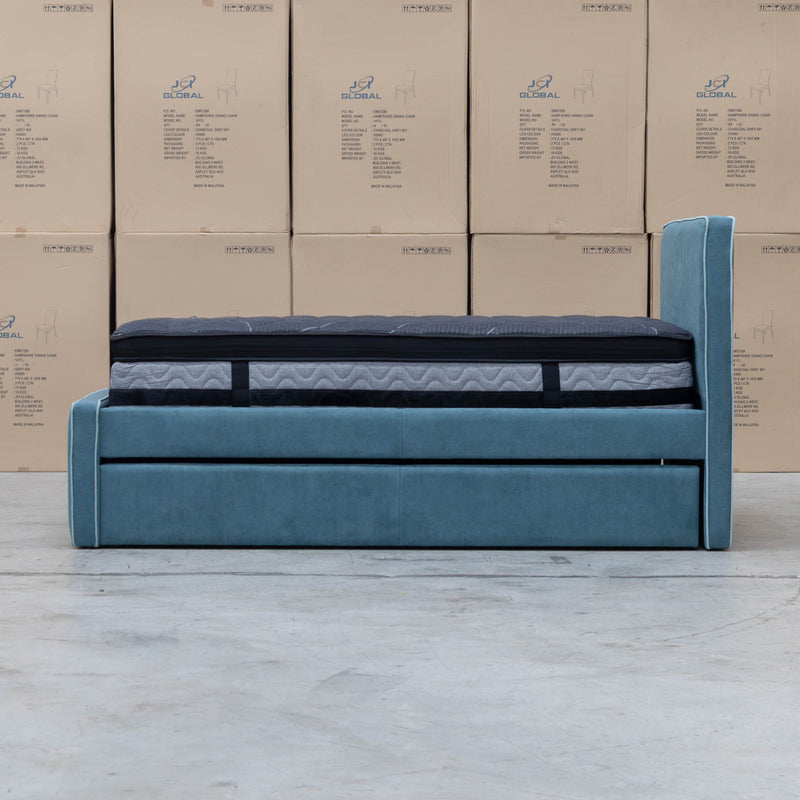 Coco Single Fabric Trundle Bed - Teal (Reversible Trundle)
