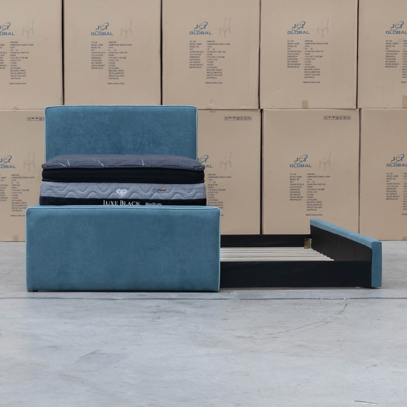 Coco Single Fabric Trundle Bed - Teal (Reversible Trundle)