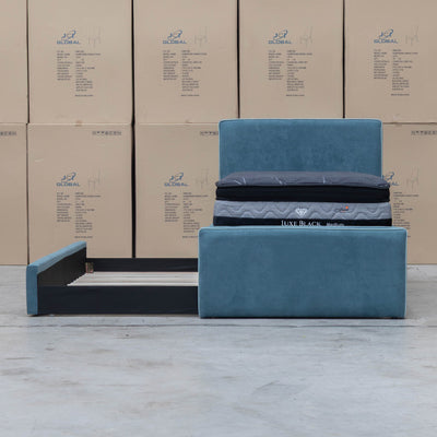 The Coco Single Fabric Trundle Bed - Teal (Reversible Trundle) available to purchase from Warehouse Furniture Clearance at our next sale event.
