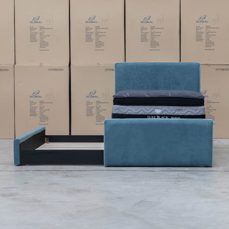 The Coco Single Fabric Trundle Bed - Teal (Reversible Trundle) available to purchase from Warehouse Furniture Clearance at our next sale event.