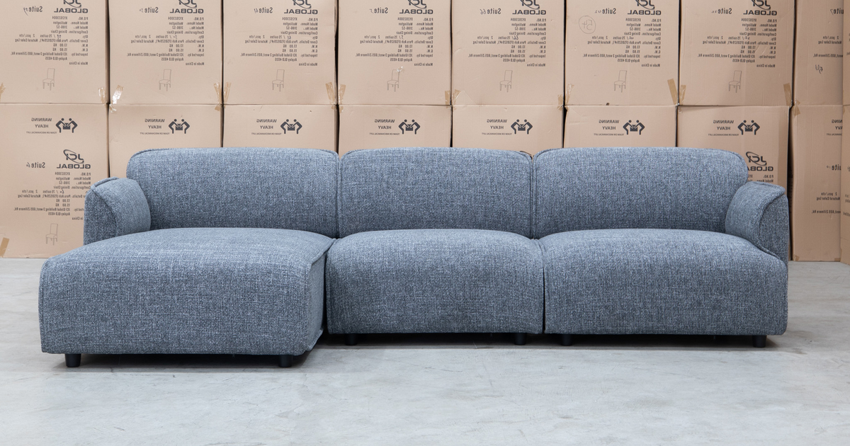 Cora Three Seat Chaise Lounge LHF Charcoal Warehouse Furniture