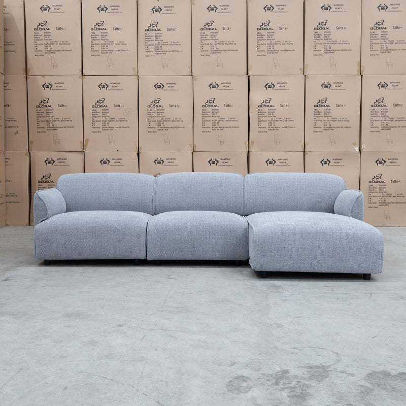 The Cora Three Seat Chaise Lounge RHF - Silver available to purchase from Warehouse Furniture Clearance at our next sale event.