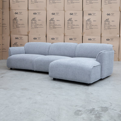The Cora Three Seat Chaise Lounge RHF - Silver available to purchase from Warehouse Furniture Clearance at our next sale event.