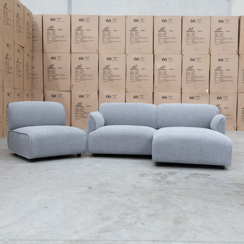 The Cora Three Seat Chaise Lounge RHF - Silver available to purchase from Warehouse Furniture Clearance at our next sale event.