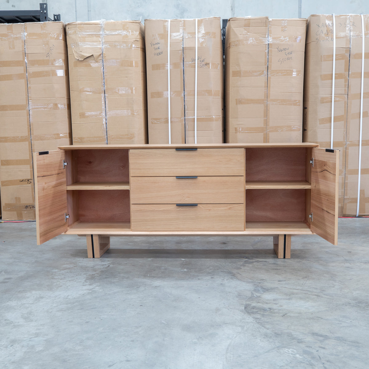 The Crete White Oak Hardwood Buffet available to purchase from Warehouse Furniture Clearance at our next sale event.