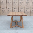 The Dante 220cm Messmate Timber Dining Table available to purchase from Warehouse Furniture Clearance at our next sale event.