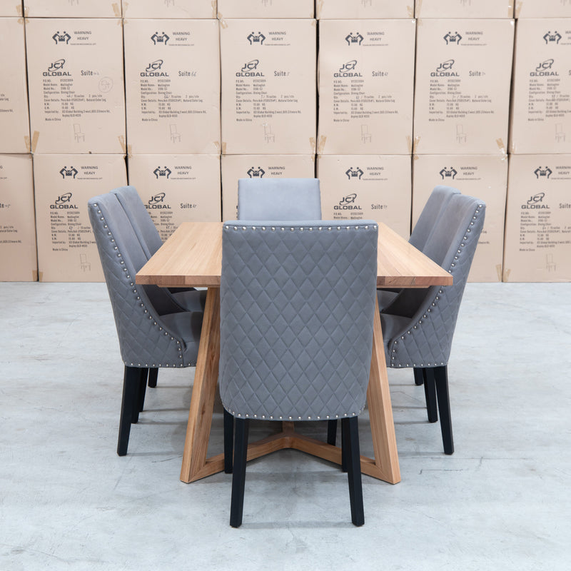 The Dante 220cm Messmate Timber Dining Table available to purchase from Warehouse Furniture Clearance at our next sale event.