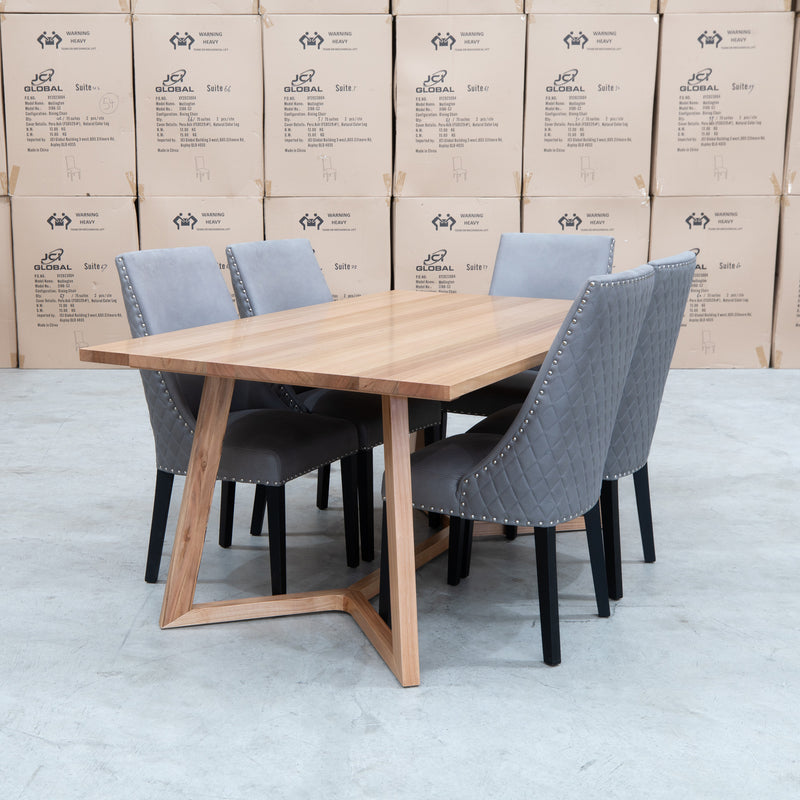 The Dante 180cm Messmate Timber Dining Table available to purchase from Warehouse Furniture Clearance at our next sale event.