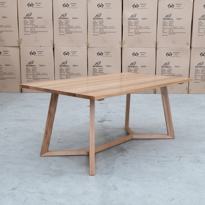 The Dante 220cm Messmate Timber Dining Table available to purchase from Warehouse Furniture Clearance at our next sale event.