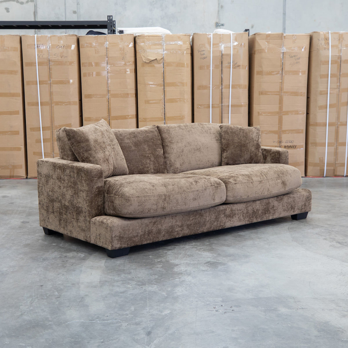 The Fate Deep Seat Feather & Foam 2.5 Seat Sofa - Truffle available to purchase from Warehouse Furniture Clearance at our next sale event.