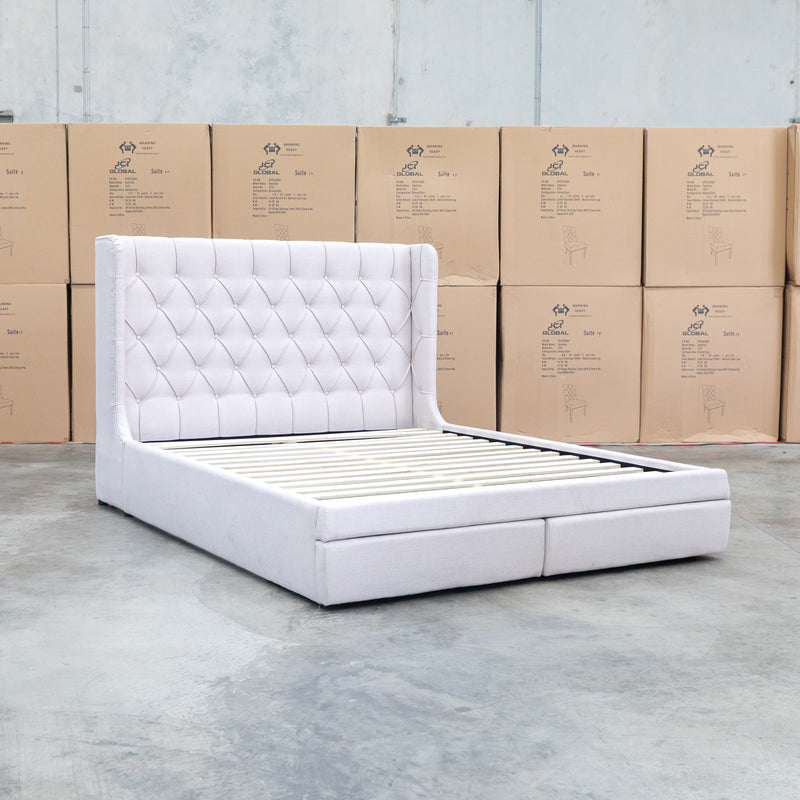 The Denmark Queen Fabric Storage Bed - Beige