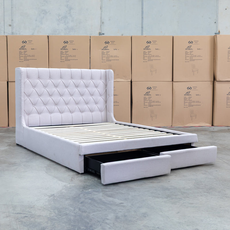 The Denmark Queen Fabric Storage Bed - Beige