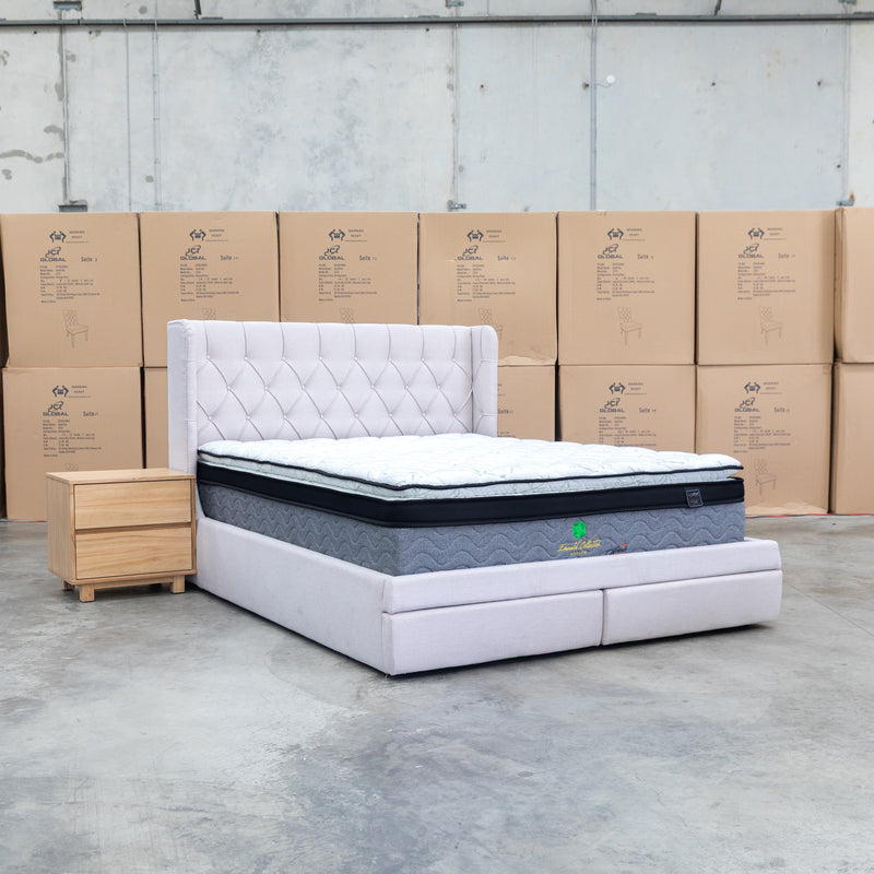 The Denmark Queen Fabric Storage Bed - Beige
