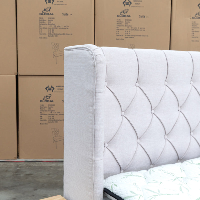 The Denmark Queen Fabric Storage Bed - Beige