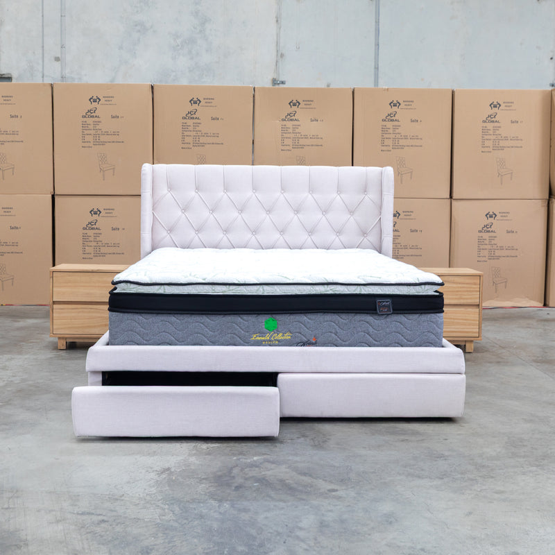 The Denmark Queen Fabric Storage Bed - Beige