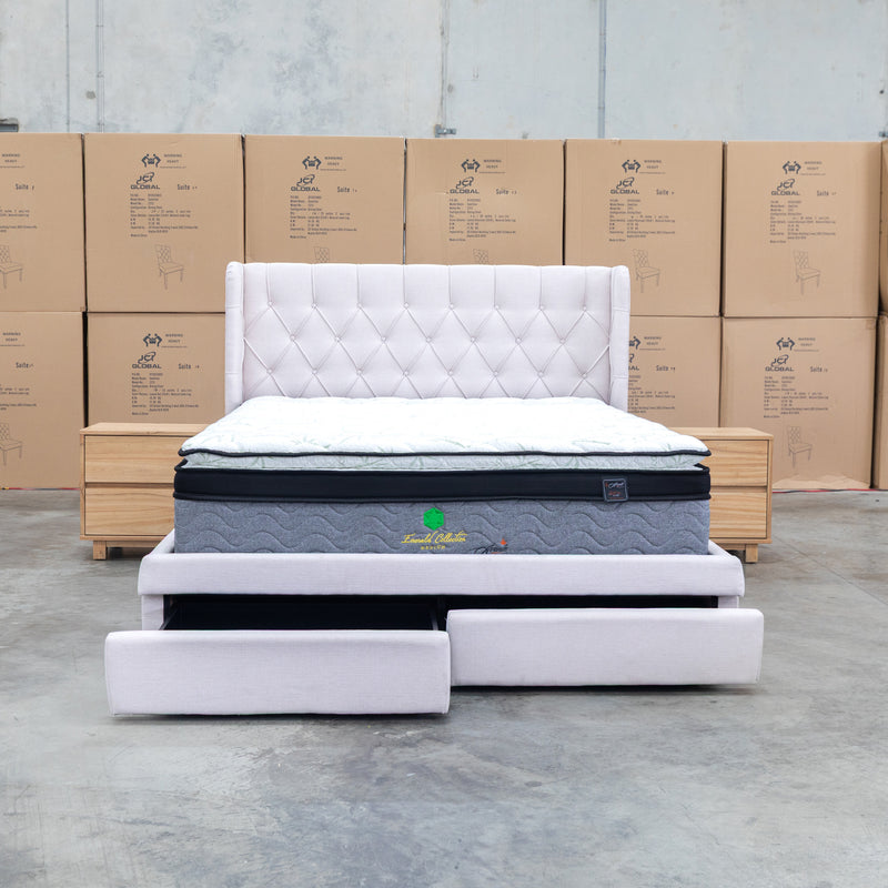 The Denmark Queen Fabric Storage Bed - Beige