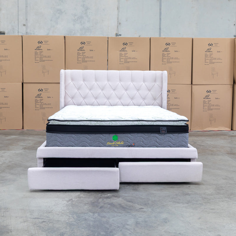 The Denmark Queen Fabric Storage Bed - Beige