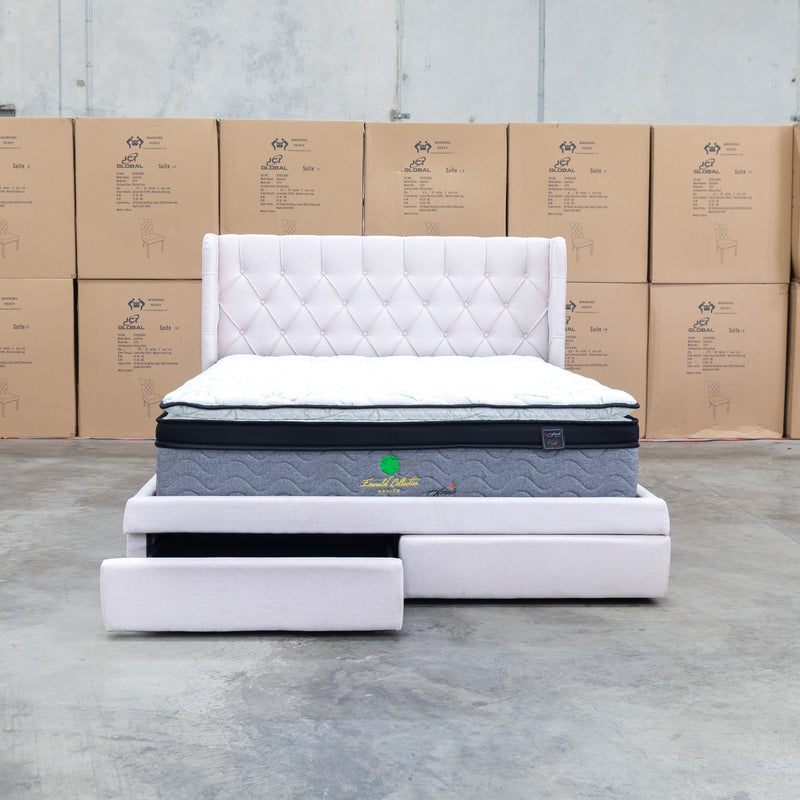 The Denmark Queen Fabric Storage Bed - Beige