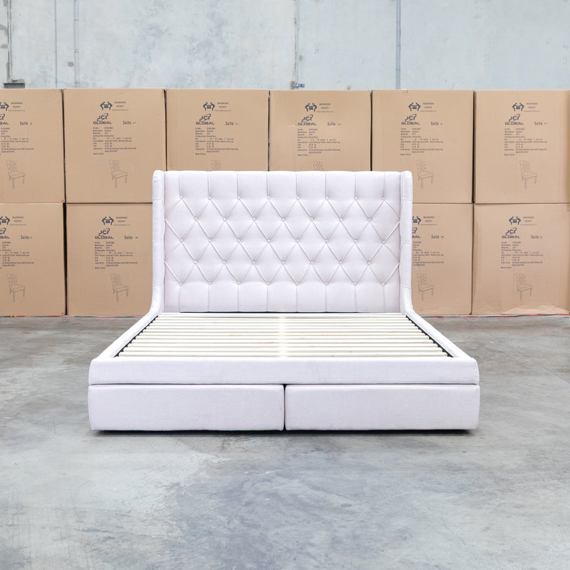 The Denmark Queen Fabric Storage Bed - Beige