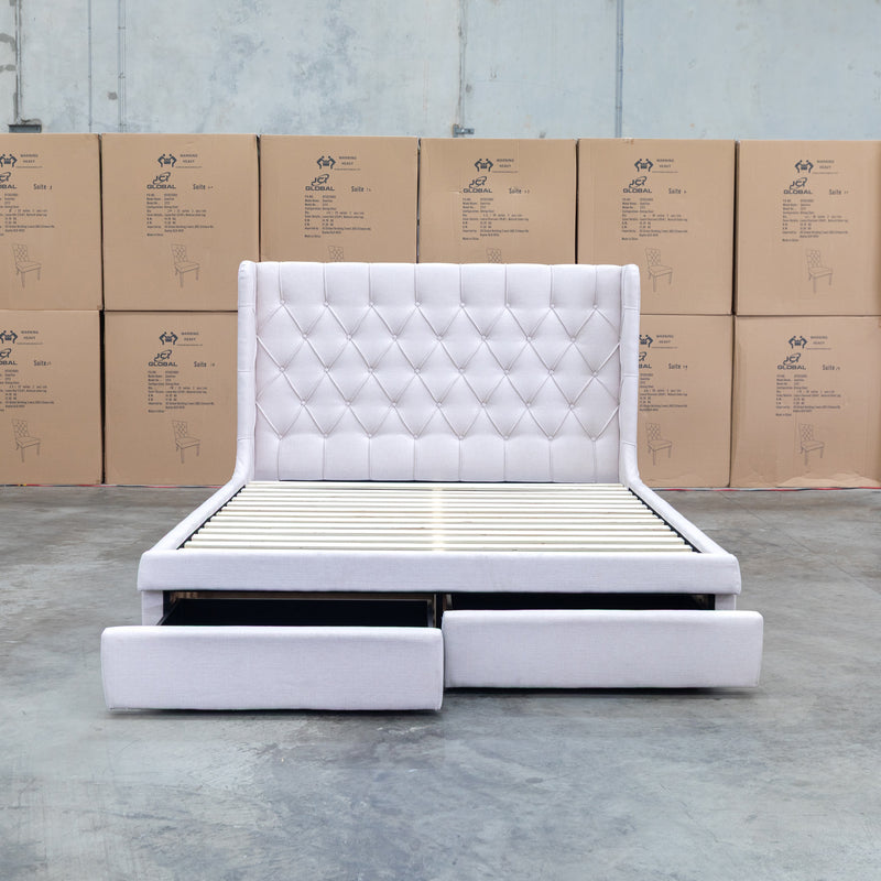 The Denmark Queen Fabric Storage Bed - Beige