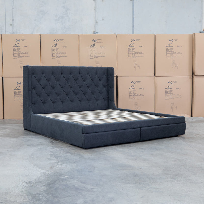 The Denmark King Fabric Storage Bed - Charcoal