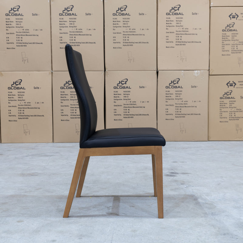 The Hampshire Leather Dining Chair - Black available to purchase from Warehouse Furniture Clearance at our next sale event.
