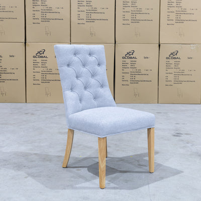 The Semillon Upholstered Natural Frame Dining Chair - Silver available to purchase from Warehouse Furniture Clearance at our next sale event.