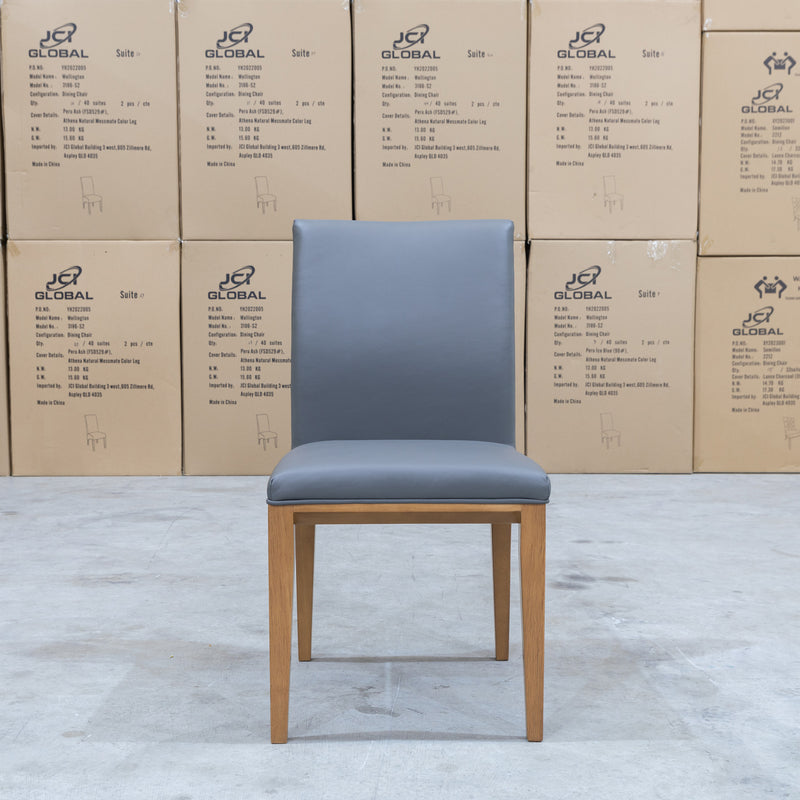 The Seattle Leather Dining Chair - Charcoal Grey available to purchase from Warehouse Furniture Clearance at our next sale event.