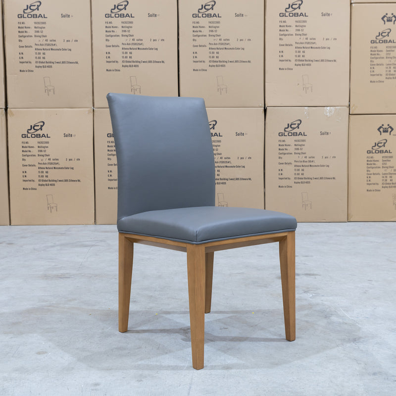 The Seattle Leather Dining Chair - Charcoal Grey available to purchase from Warehouse Furniture Clearance at our next sale event.