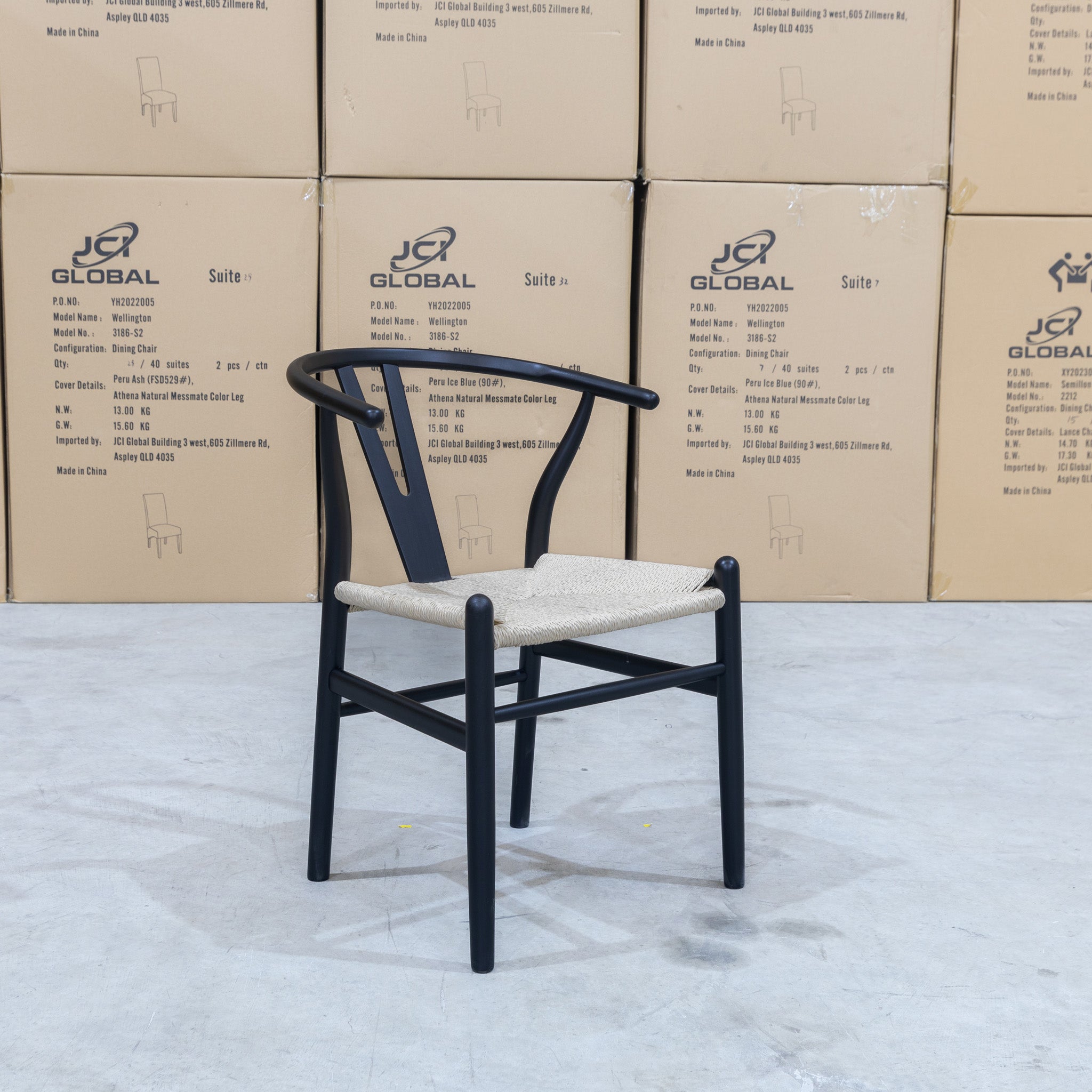 Wishbone chair black online and natural