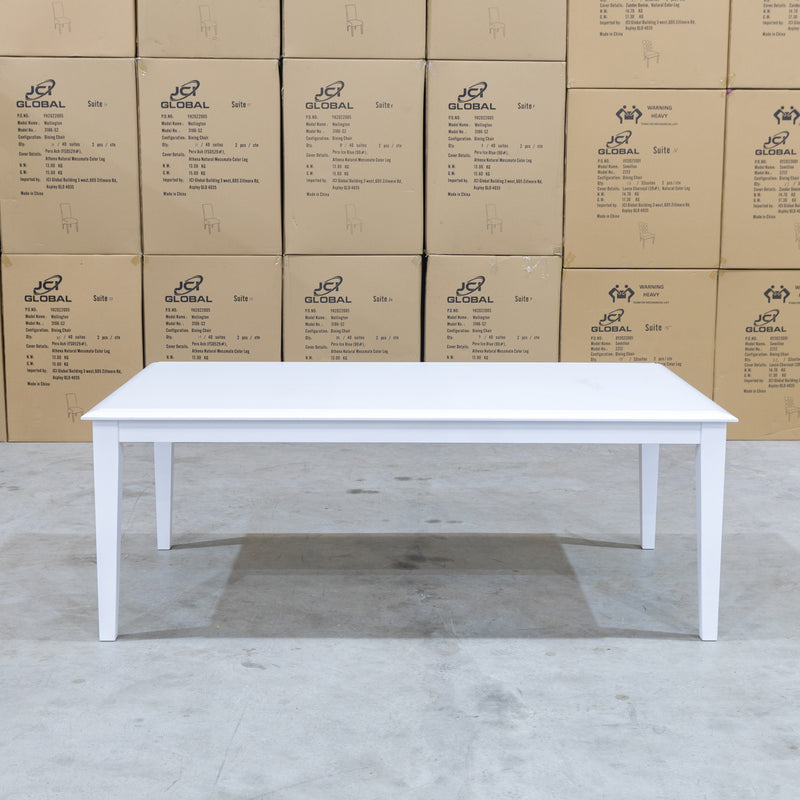 The Hampton 180cm White Dining Table available to purchase from Warehouse Furniture Clearance at our next sale event.