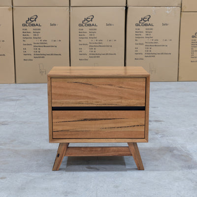 The Polo Marri Harwood Timber Two Drawer Bedside available to purchase from Warehouse Furniture Clearance at our next sale event.