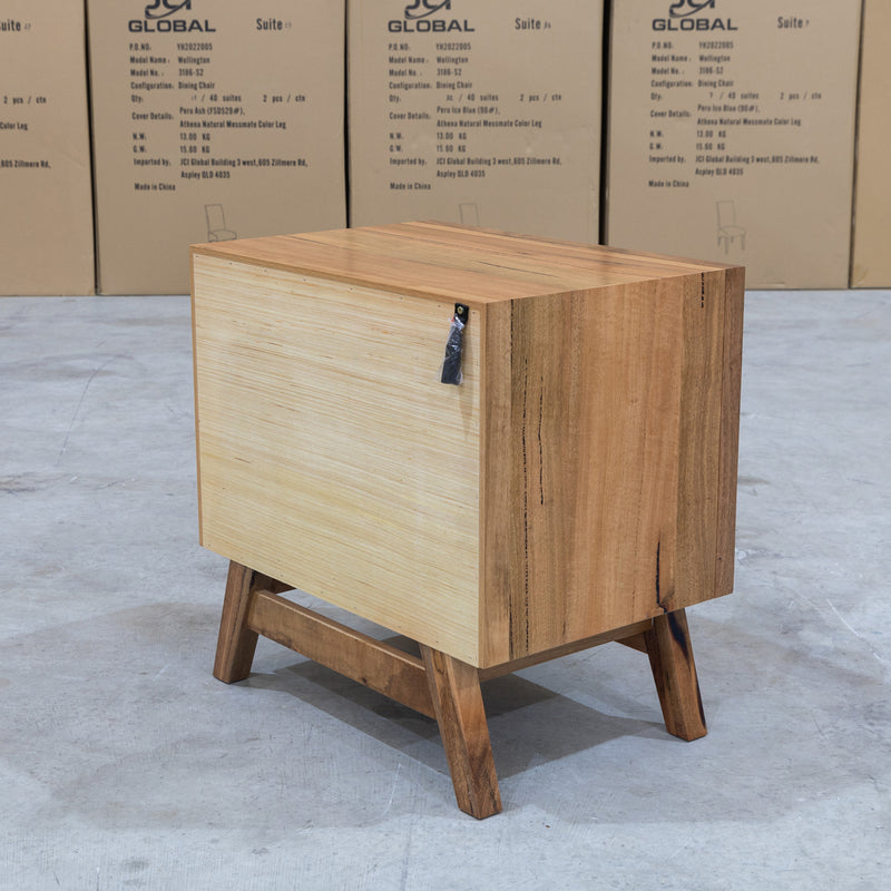 The Polo Marri Harwood Timber Two Drawer Bedside available to purchase from Warehouse Furniture Clearance at our next sale event.