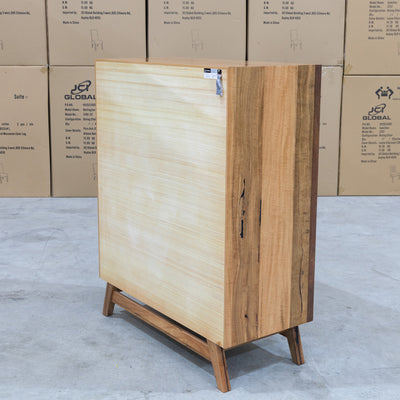 The Polo Marri Hardwood Timber Five Drawer Tallboy available to purchase from Warehouse Furniture Clearance at our next sale event.