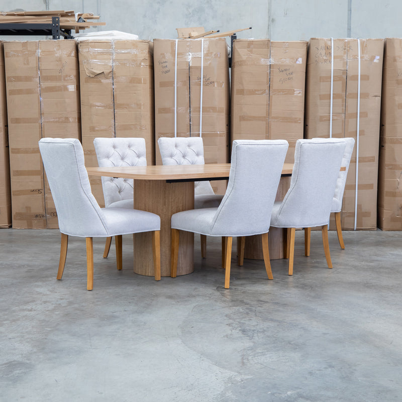 The Semillon Upholstered Natural Frame Dining Chair - Share Oat