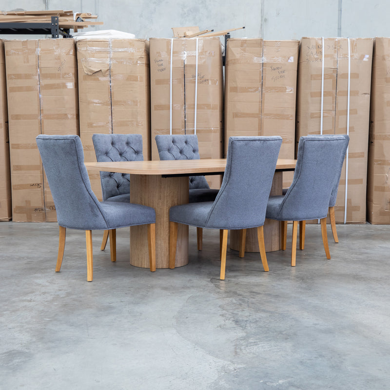 The Semillon Upholstered Natural Frame Dining Chair - Share Charcoal