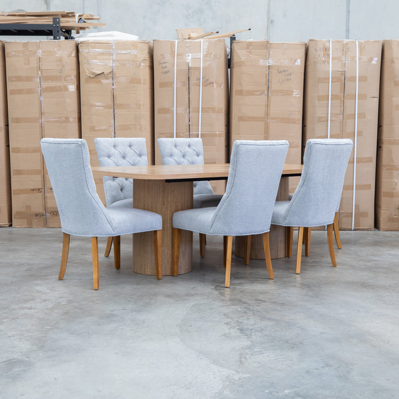 The Semillon Upholstered Natural Frame Dining Chair - Share Slate