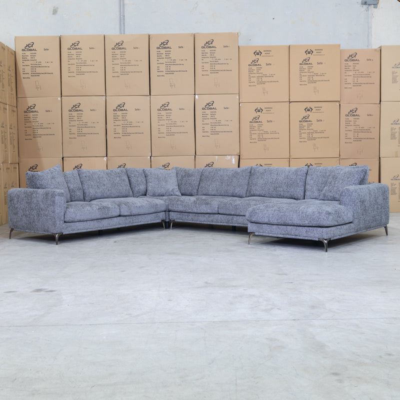 The Salerno Feather & Foam Chaise Lounge - Steel available to purchase from Warehouse Furniture Clearance at our next sale event.