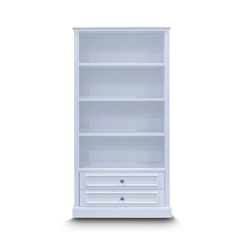 The Hampton Timber Two Drawer Bookcase available to purchase from Warehouse Furniture Clearance at our next sale event.