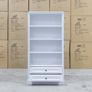 The Hampton Timber Two Drawer Bookcase available to purchase from Warehouse Furniture Clearance at our next sale event.