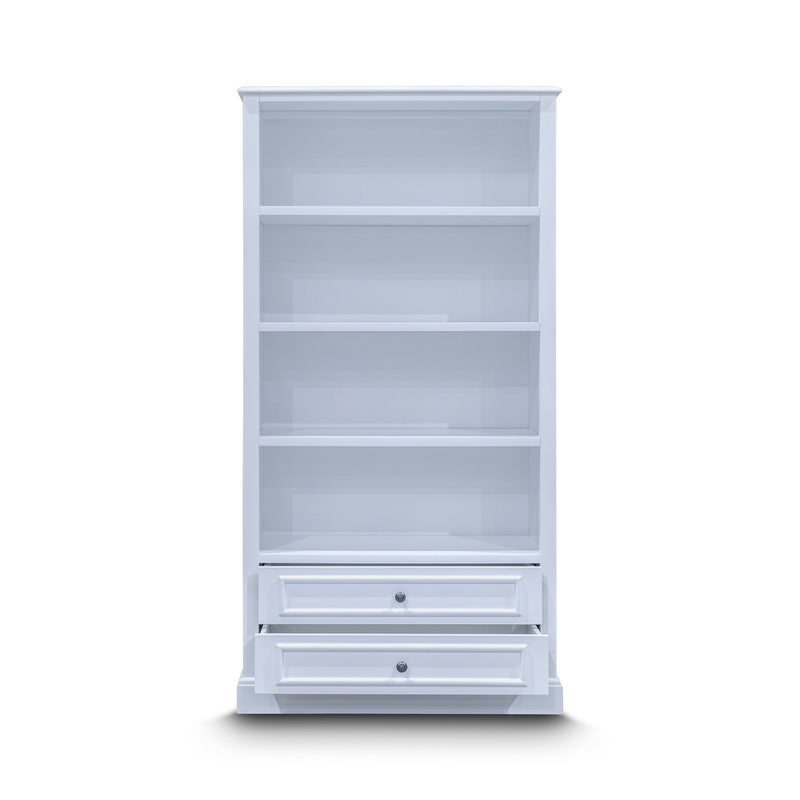 The Hampton Timber Two Drawer Bookcase available to purchase from Warehouse Furniture Clearance at our next sale event.
