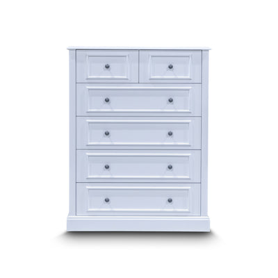 The Hampton 6 Drawer Timber Tallboy available to purchase from Warehouse Furniture Clearance at our next sale event.
