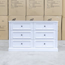 The Hampton 6 Drawer Timber Dresser available to purchase from Warehouse Furniture Clearance at our next sale event.
