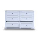 The Hampton 6 Drawer Timber Dresser available to purchase from Warehouse Furniture Clearance at our next sale event.