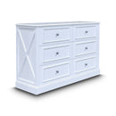The Hampton 6 Drawer Timber Dresser available to purchase from Warehouse Furniture Clearance at our next sale event.