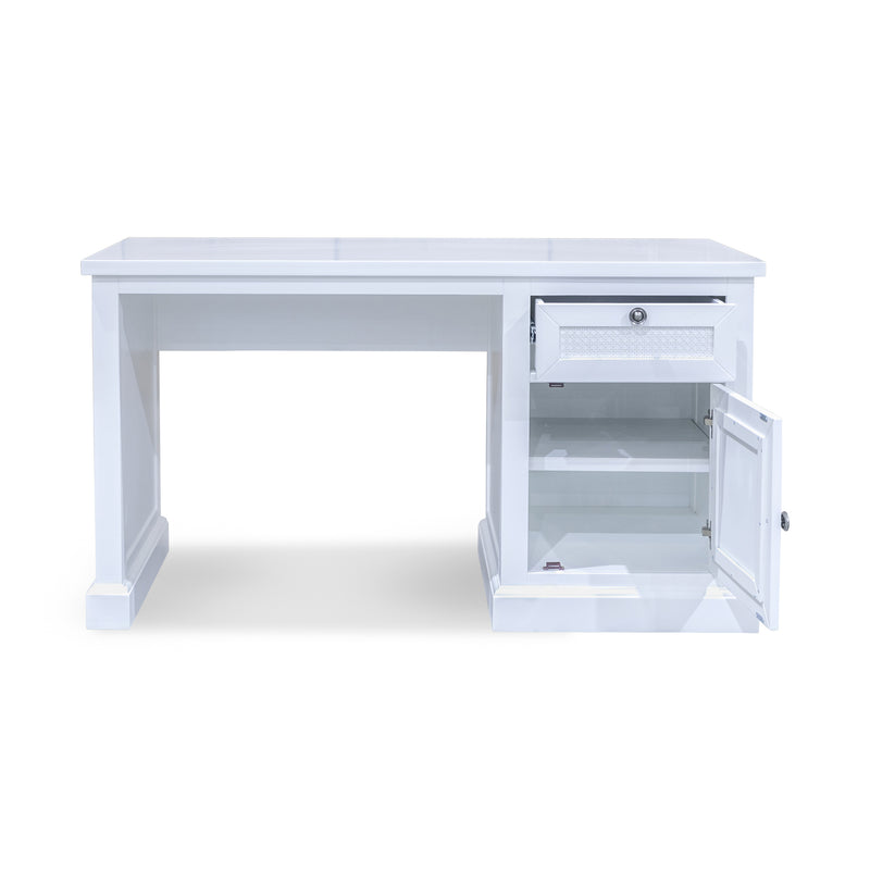 The Daintree Timber & Rattan One Cupboard Desk available to purchase from Warehouse Furniture Clearance at our next sale event.