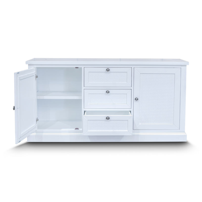 The Daintree 2 Door Timber & Rattan Buffet available to purchase from Warehouse Furniture Clearance at our next sale event.