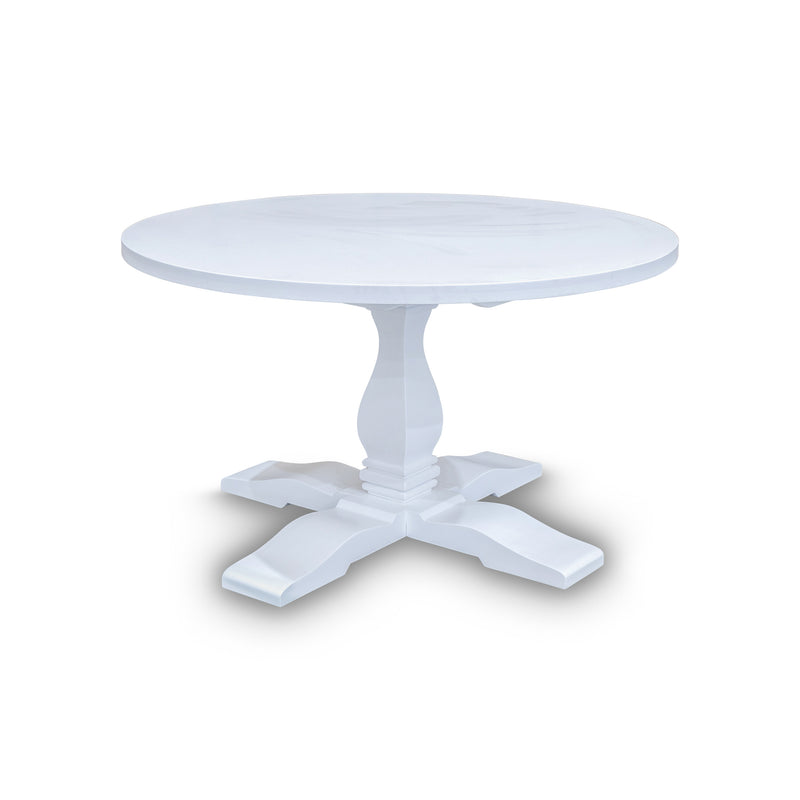 The Daintree 135cm White Round Dining Table available to purchase from Warehouse Furniture Clearance at our next sale event.