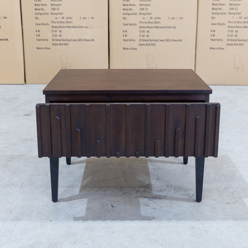 The Shiraz Acacia Hardwood 1 Drawer Lamp Table available to purchase from Warehouse Furniture Clearance at our next sale event.