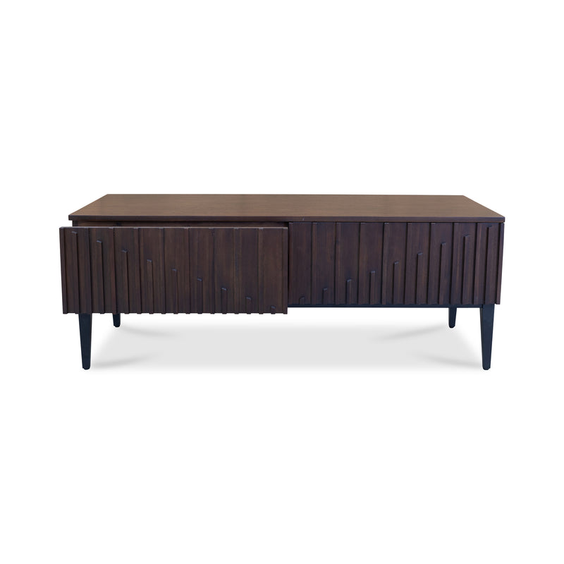 The Shiraz Acacia Hardwood  2 Drawer Entertainment Unit available to purchase from Warehouse Furniture Clearance at our next sale event.